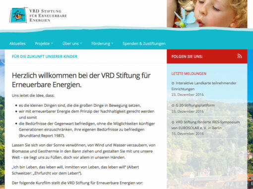 Homepage der VRD Stiftung