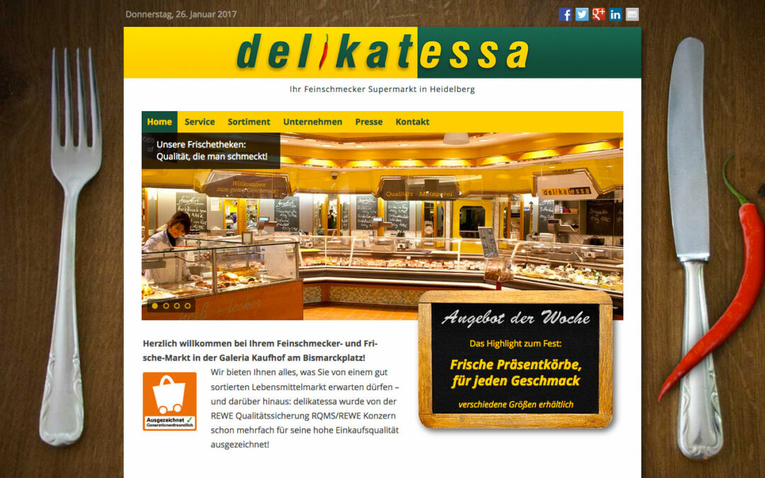 Feinschmecker-Supermarkt, Homepage