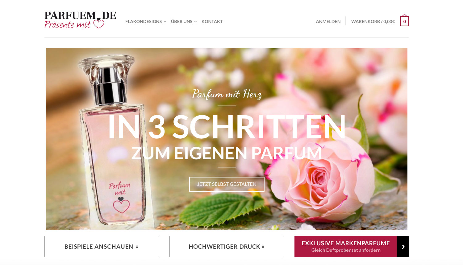 Parfum mit Herz, E-Commerce  Werbeatelier infarbe-Design