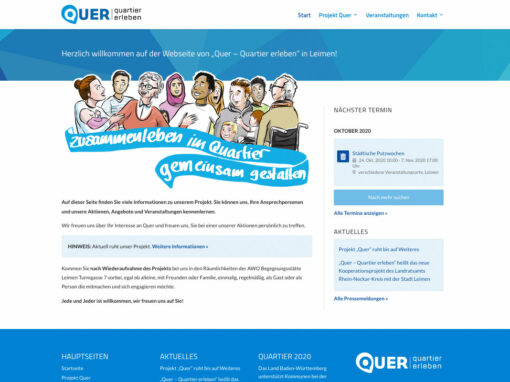 Homepage zum Projekt „Quer“